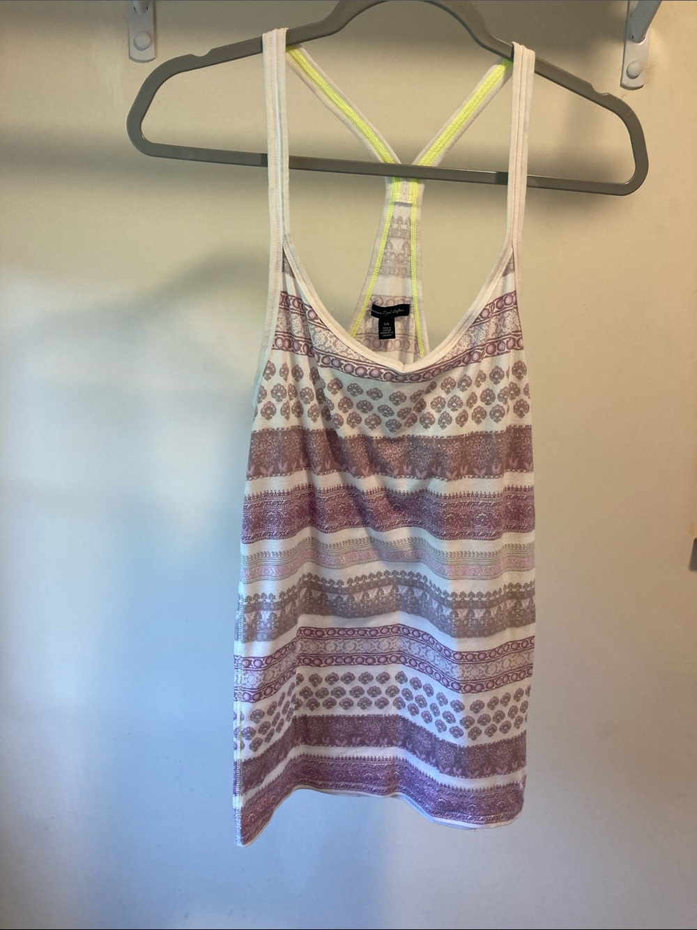 American Eagle Outfitters White and Mauve Striped Racerback Tank - Picture 2 of 9